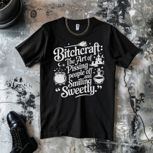 T-shirt Bitchcraft Halloween blanc sur noir