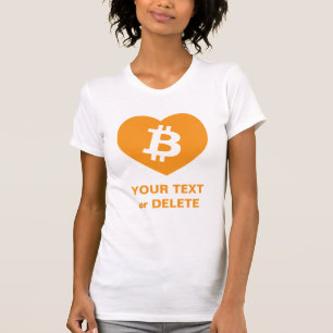 T-shirt Bitcoin B en Orange Coeur Femme mince