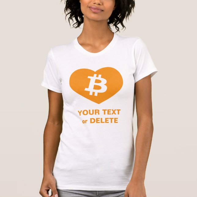 T-shirt Bitcoin B en Orange Coeur Femme mince (Devant)