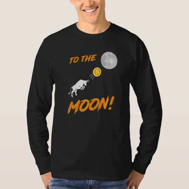 T-shirt Bitcoin Btc À L'Hôtel Moon Bull CryptoCurrency (Devant)