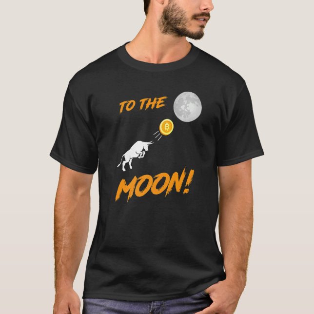 T-shirt Bitcoin Btc À L'Hôtel Moon Bull CryptoCurrency (Devant)