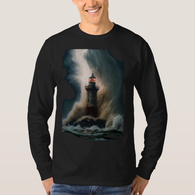 T-shirt Bitcoin BTC Lighthouse Nautical Hard Money Ocean L (Devant)