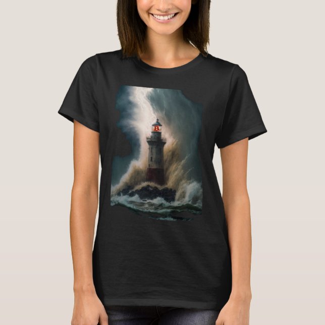 T-shirt Bitcoin BTC Lighthouse Nautical Hard Money Ocean L (Devant)