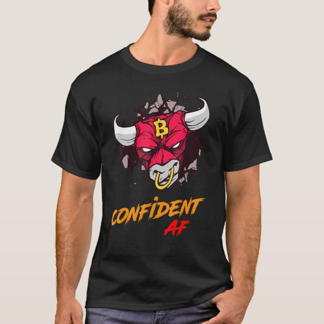 T-shirt Bitcoin Bull Confiant Cryptocurrence Blockchain B (Devant)