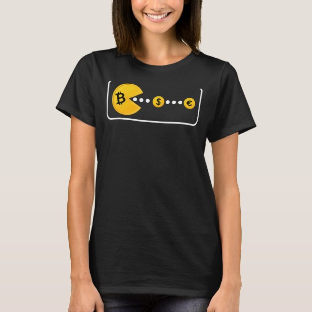 T-shirt Bitcoin Chasse Dollar Et Euro Devise Fiat - Non (Devant)