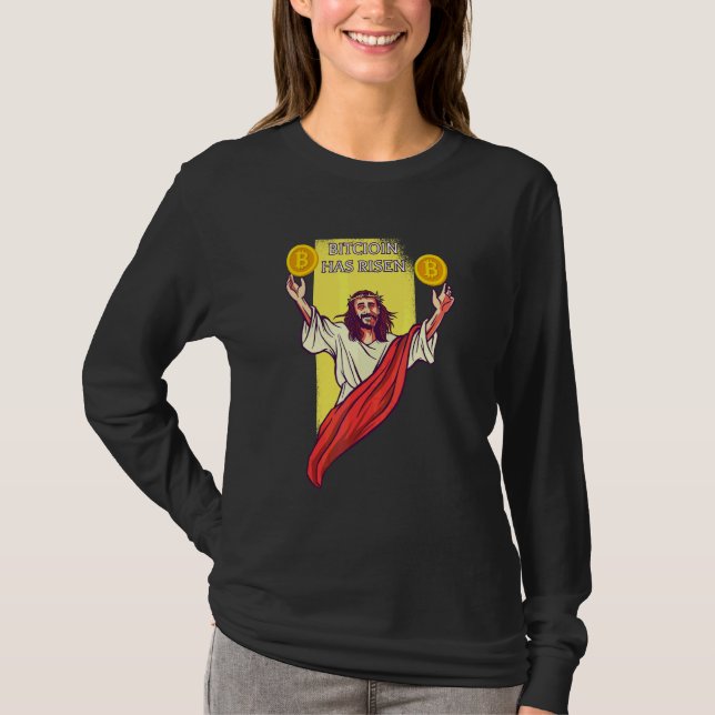 T-shirt Bitcoin Crypto a augmenté   Jésus Cryptomonnaie (Devant)