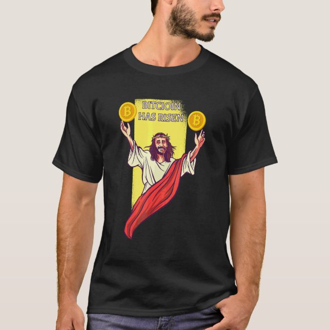 T-shirt Bitcoin Crypto a augmenté   Jésus Cryptomonnaie (Devant)