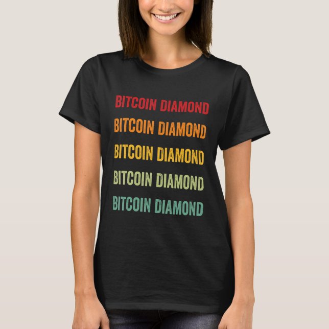 T-shirt Bitcoin Diamant Crypto Rainbow Text Design (Devant)