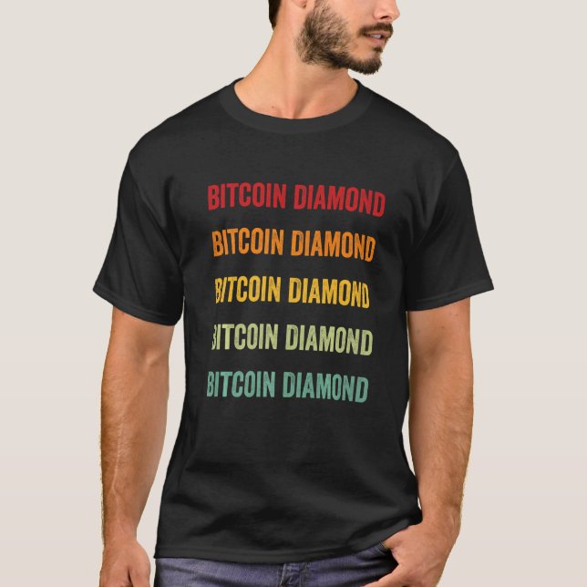 T-shirt Bitcoin Diamant Crypto Rainbow Texte (Devant)