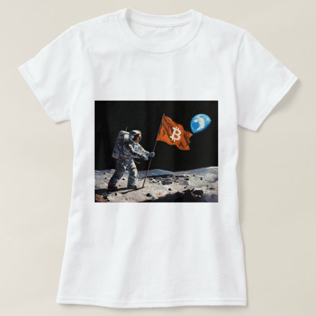 T-shirt "Bitcoin Lune" Peinture à l'Huile #1 (Design devant)