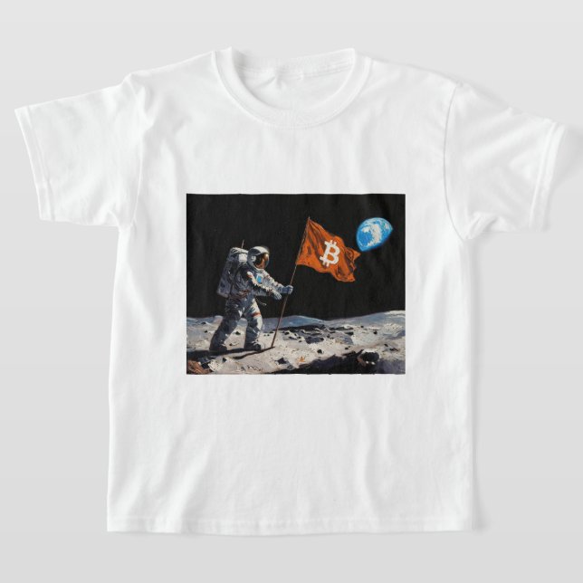 T-shirt "Bitcoin Lune" Peinture à l'Huile #1 (Poser)
