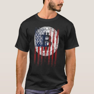 T-shirt Bitcoin Patriotique Usa Drapeau Grunge Retro Vinta