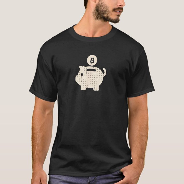 T-shirt Bitcoin Piggy Bank Design for Crypto Currency Love (Devant)