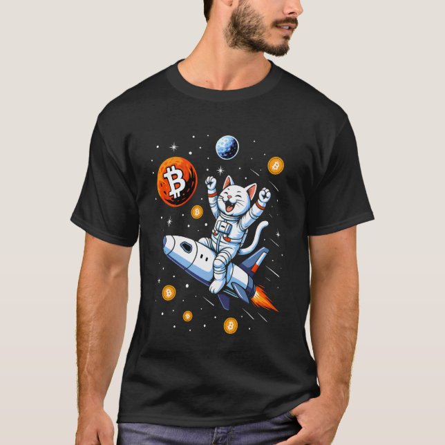 T-shirt Bitcoin pour le chat de la lune (Devant)