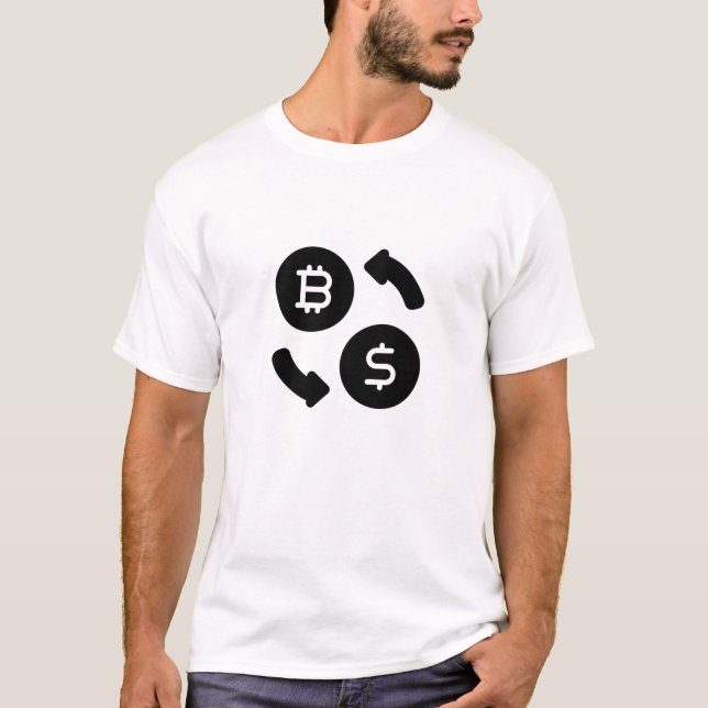 T-shirt Bitcoin to US Dollars Icônes Noir et blanc (Devant)