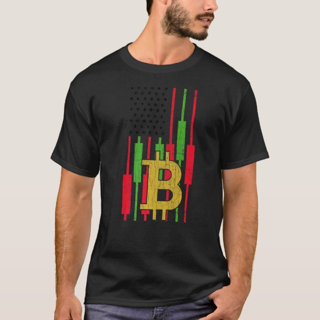 T-shirt Bitcoin Trader Trader Crypto Drapeau (Devant)