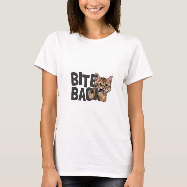 T-shirt Bite Back Cute Kitten (Devant)