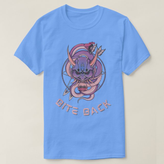 T-shirt Bite Back Oni Demon Japonais Démon Bite un serpent (Design devant)