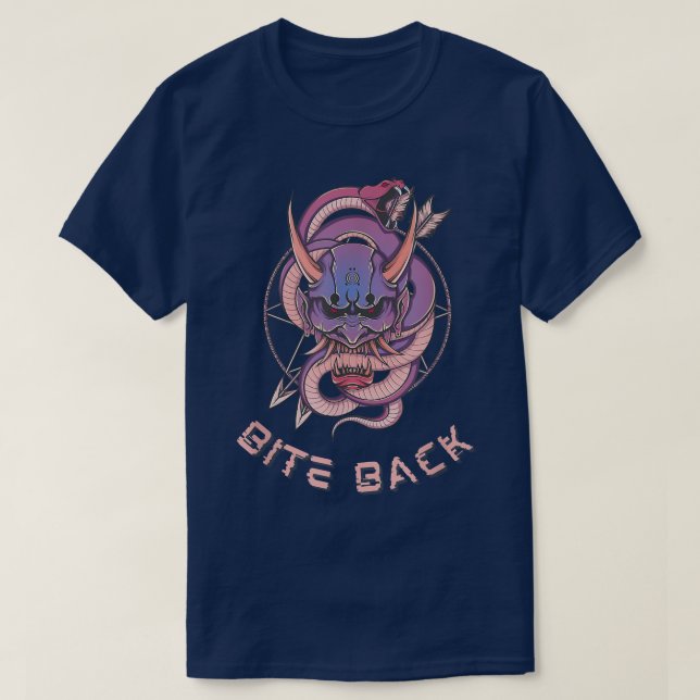 T-shirt Bite Back Oni Demon Japonais Démon Bite un serpent (Design devant)