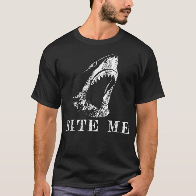 T-shirt Bite Me Shark Drôle Humour sarcastique dire T (Devant)