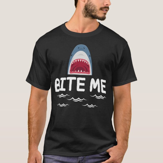 T-shirt Bite Me Shark Lover Week Awareness Animal Ocean Su (Devant)
