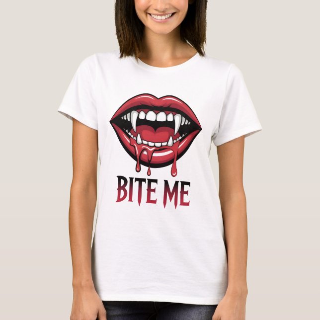 T-shirt Bite Me Vampire Mouth (Devant)