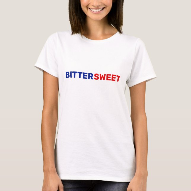 T-shirt Bittersweet en texte bleu et rouge (Devant)