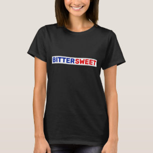 T-Shirt Bittersweet en texte bleu et rouge