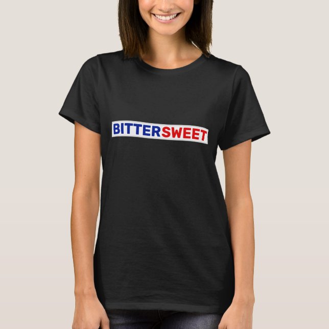 T-shirt Bittersweet en texte bleu et rouge (Devant)