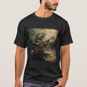 T-shirt Bizarre B Poisson Jouer B Guitare Drôle Mème Maudi