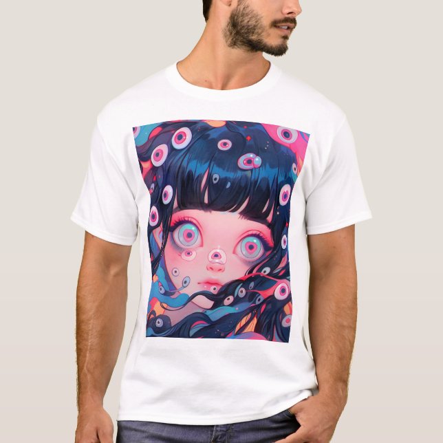 T-shirt Bizarre Déplaisante mignonne Anime Girl (Devant)