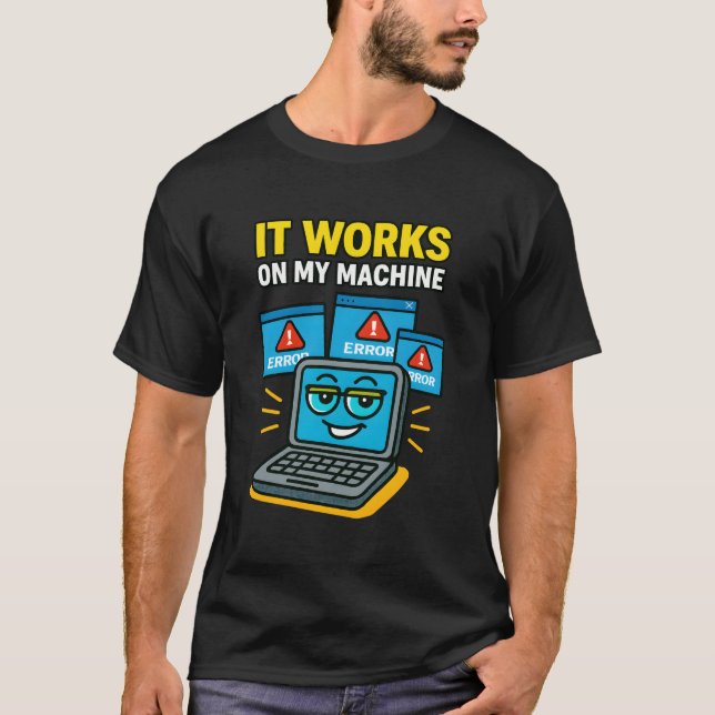 T-shirt Bizarre erreur de codage blague bleu dessin minima (Devant)