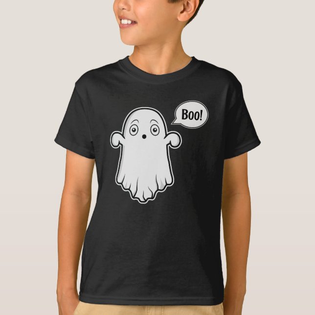 T-shirt Bizarre Et Bouillonnette Disant Boo Halloween (Devant)