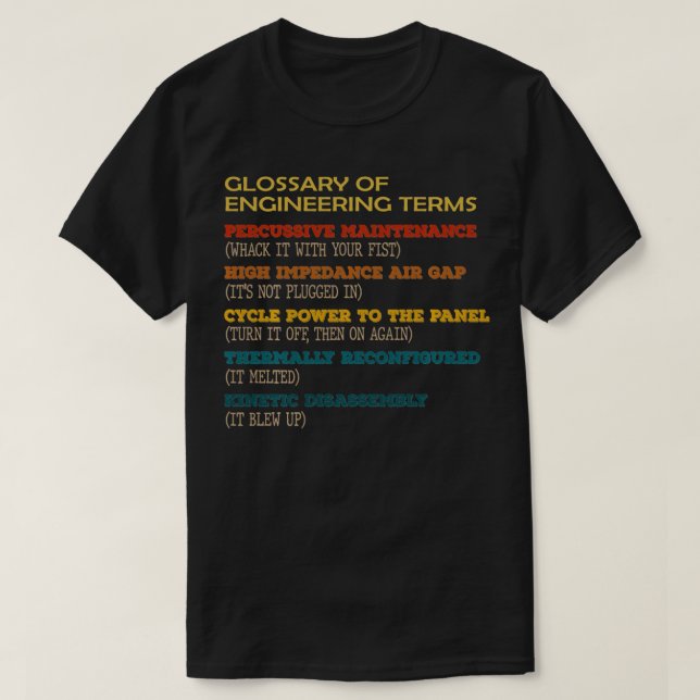 T-shirt Bizarre Glossaire de termes d'ingénierie Costume (Design devant)