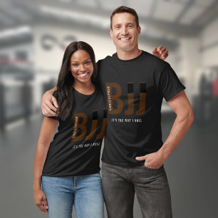 T-shirt BJJ Brazil Jiu Jitsu Ajouter Nom Ceinture Brown