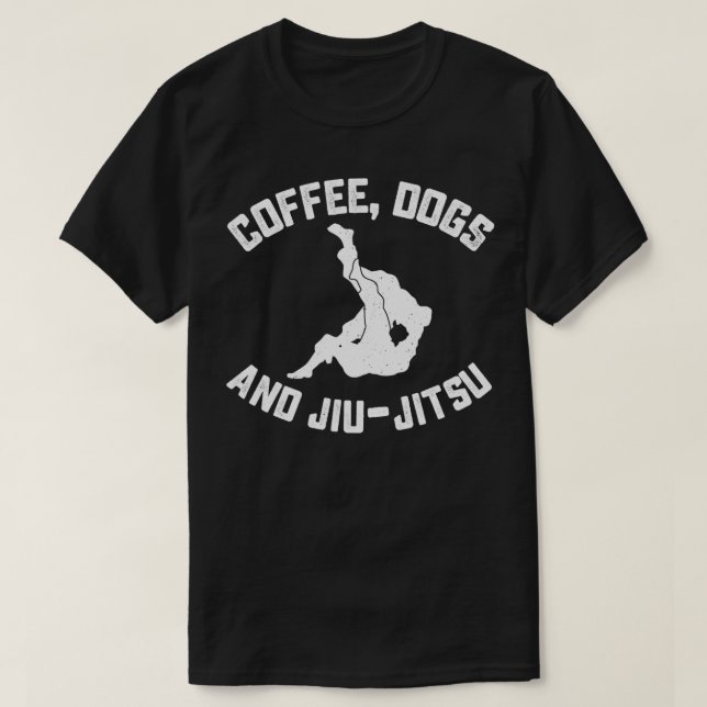 T-shirt Bjj Funny Coffee Dogs Jiu Jitsu (Design devant)