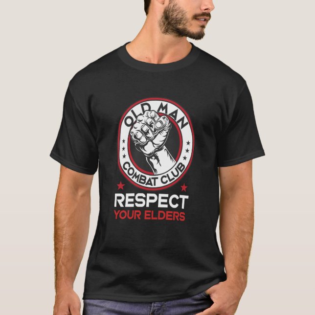 T-shirt BJJ Respectez vos aînés Vieux Homme Combat Club MI (Devant)