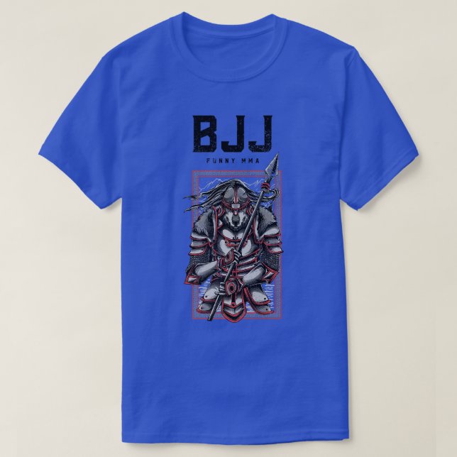 T-shirt BJJ Wolf Samurai Spear, Jiu Jitsu, Grappling, MIXE (Design devant)