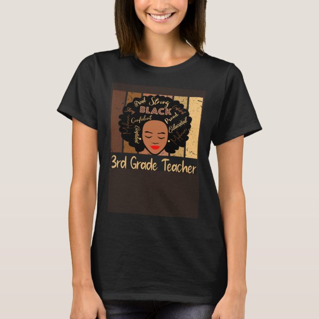 T-shirt Black 3rd Grade Teacher Love African American (Devant)