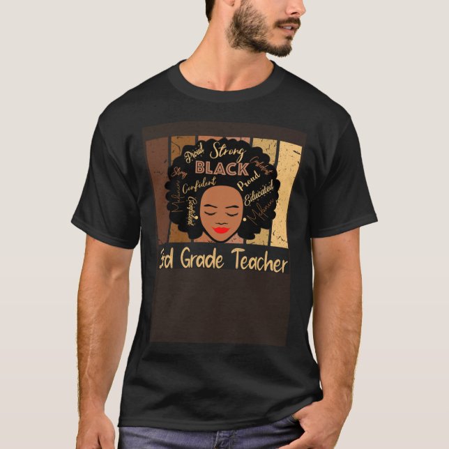 T-shirt Black 3rd Grade Teacher Love African American (Devant)