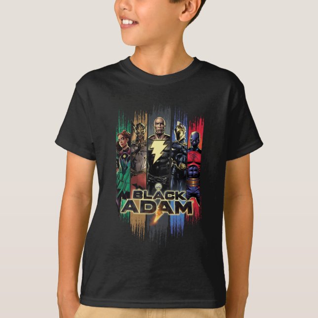 T-shirt Black Adam Characters In Stripes Graphic (Devant)