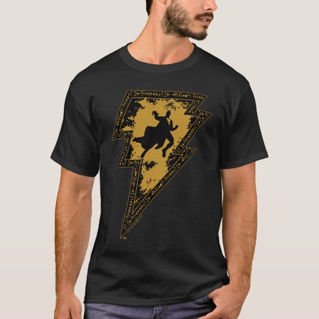 T-shirt Black Adam Distressed Lightning Bolt Graphic (Devant)