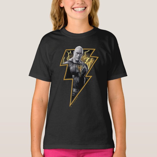 T-shirt Black Adam Grey et Gold Lightning Graphic (Devant)