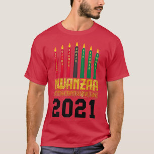 T-shirt Black African American Happy Celebrating Kwanzaa