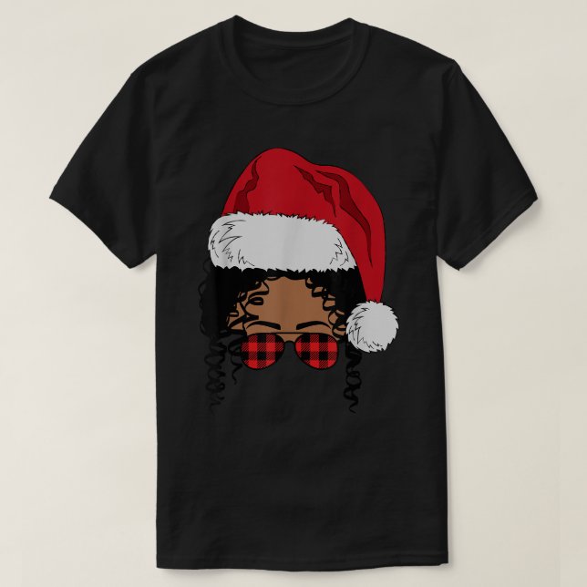T-shirt Black African American Père Noël Afro Christmas Me (Design devant)