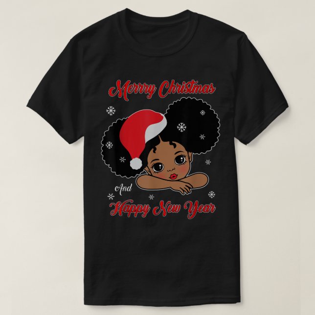 T-shirt Black African American Père Noël Christmas Melanin (Design devant)