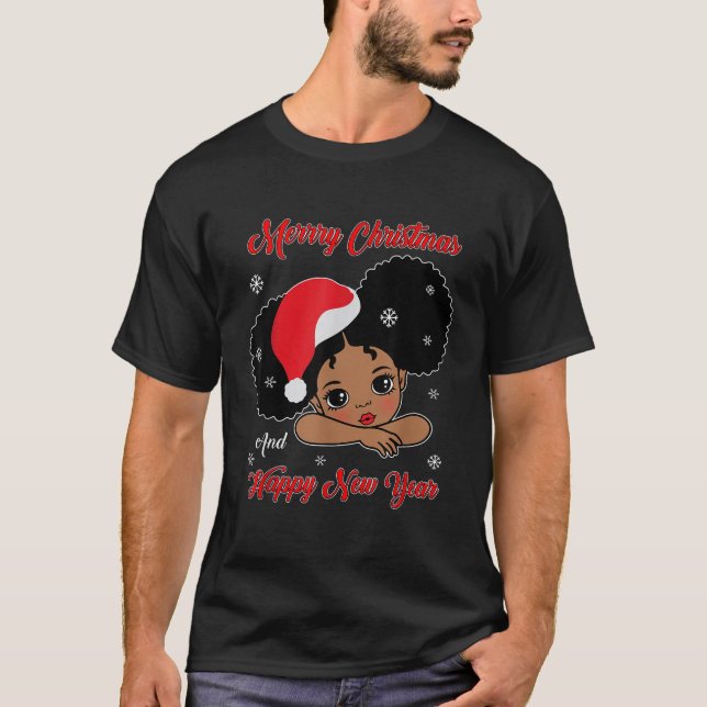 T-shirt Black African American Père Noël Christmas Melanin (Devant)