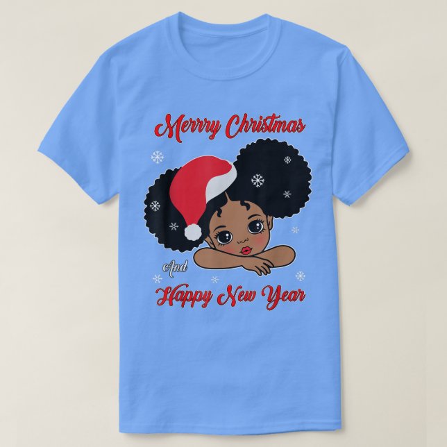 T-shirt Black African American Père Noël Christmas Melanin (Design devant)