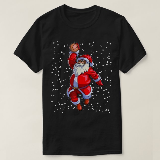 T-shirt Black African American Santa Claus Basketball afro (Design devant)