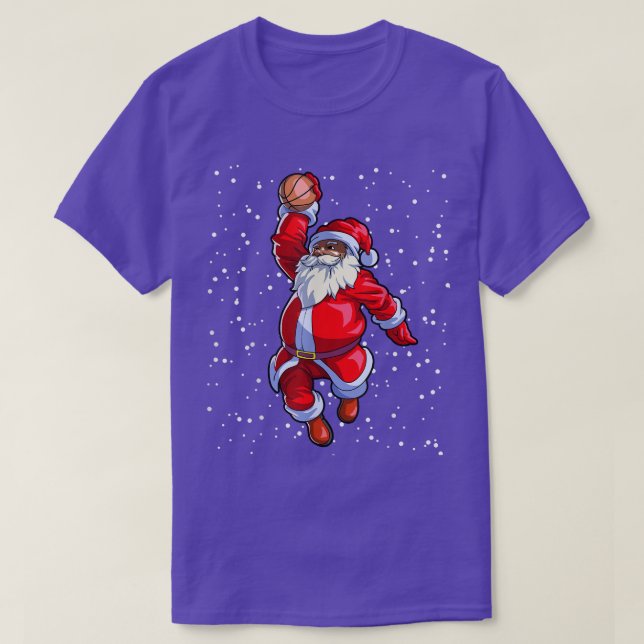 T-shirt Black African American Santa Claus Basketball afro (Design devant)